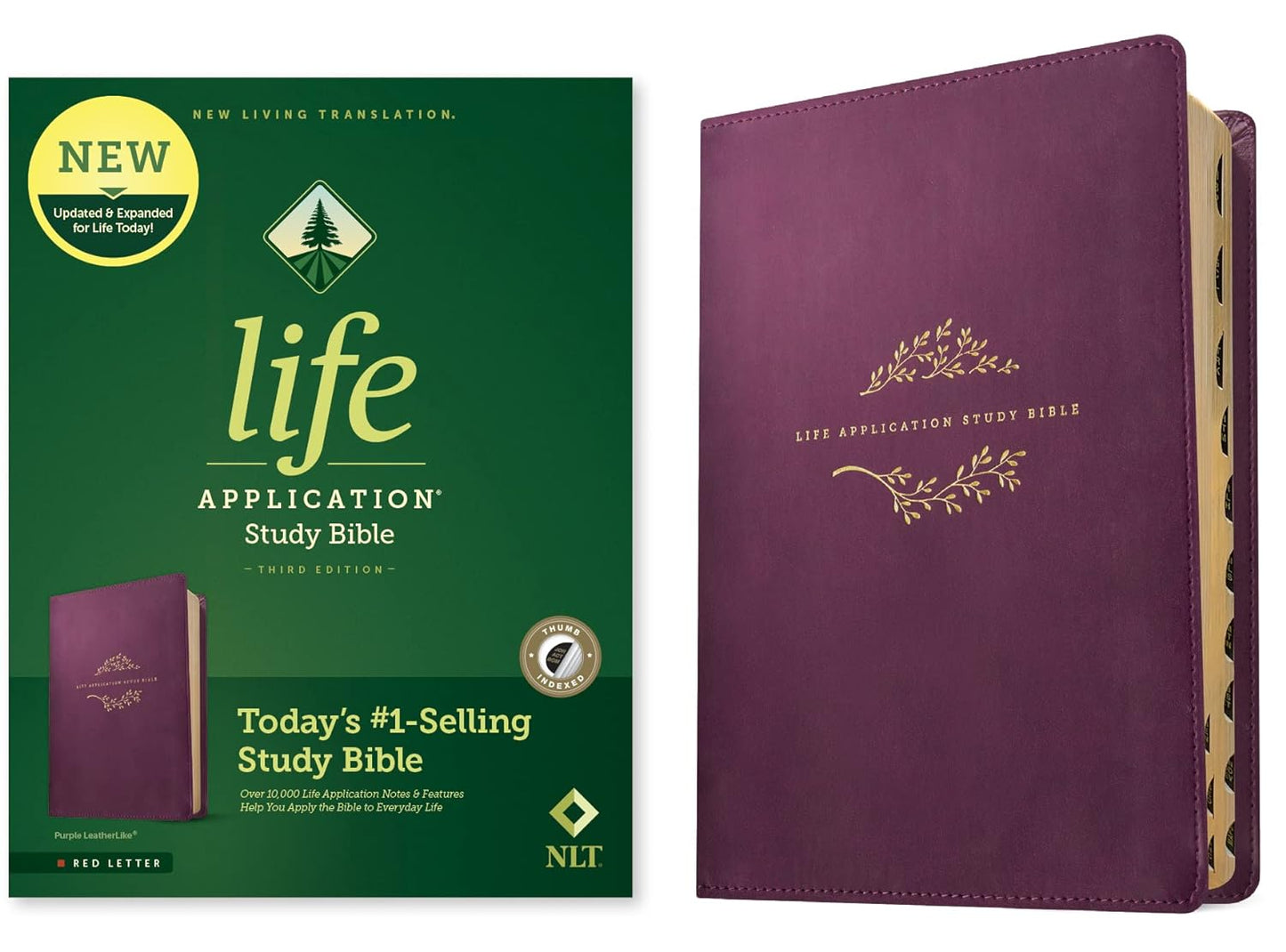 NLT Life Application Study Bible, Third Edition (LeatherLike, Purple, Indexed, Red Letter)