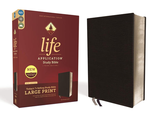 NIV, Life Application Study Bible, Third Edition, Large Print, Bonded Leather, Black, Red Letter