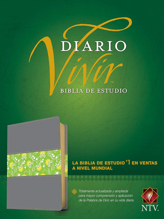 Biblia de estudio del diario vivir NTV (SentiPiel, Gris/Verde, Letra Roja) (Spanish Edition)